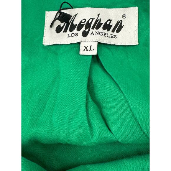 Meghan Los Angeles Sunset Dress Size XL Emerald Handkerchief Hem Kimono Sleeves - Picture 8 of 16